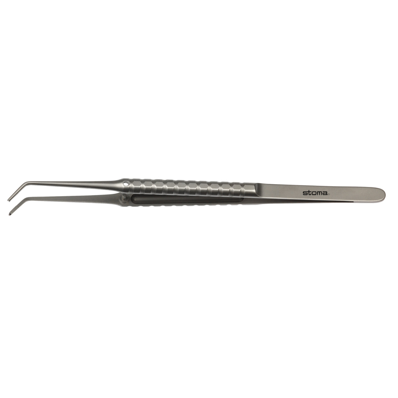 STOMA Forceps, surgical, 1:2-teeth, 1,3mm, curved, advanced from Quintess Denta