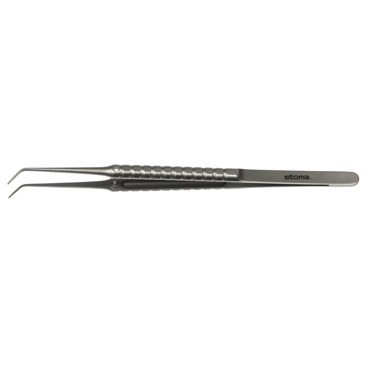 STOMA Forceps, surgical, 1:2-teeth, 0,6mm, curved, 17cm from Quintess Denta