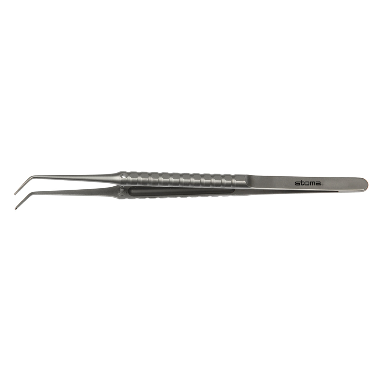 STOMA Forceps, surgical, 1:2-teeth, 0,8mm, curved, 17,5cm from Quintess Denta