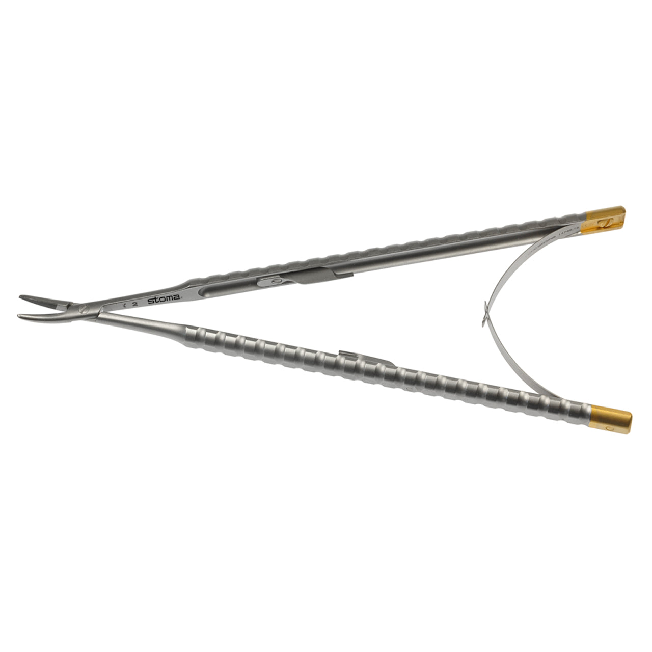 STOMA Needle holder, Castroviejo, TC,1,2mm, curved, 15cm from Quintess Denta