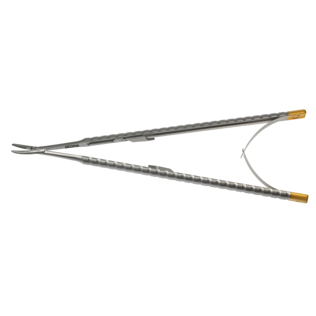 STOMA Needle holder, Castroviejo, TC,1,2mm, curved, 18cm from Quintess Denta