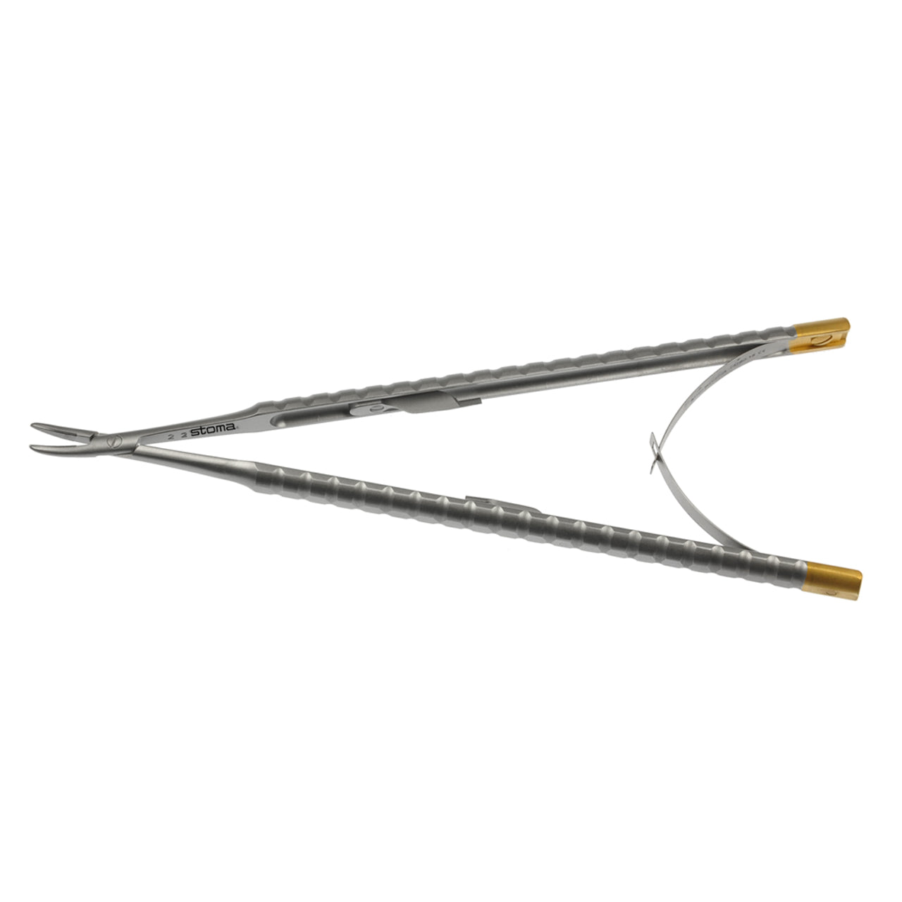 STOMA Micro-Needle holder, Castroviejo, TC, 0,8mm, curved, 15cm from Quintess Denta