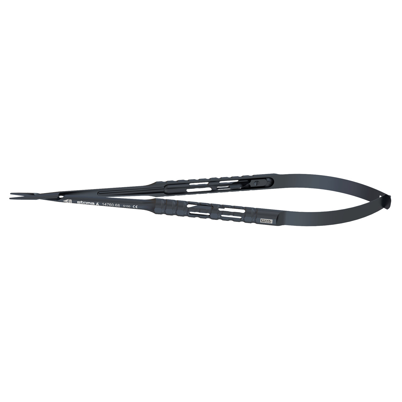 STOMA Micro-Needle holder, Zucchelli, diam., 0,6mm, straight, 18cm, hy-light dark line from Quintess Denta