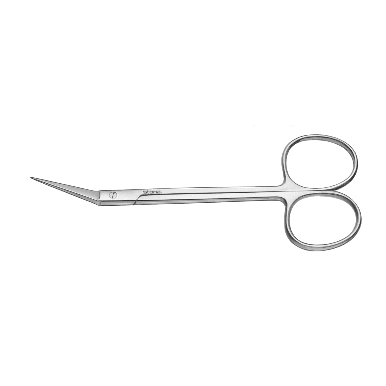STOMA Scissors, Iris, toothed, angled,11,5cm from Quintess Denta